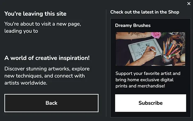 Exit Intent Alert Popup Template Encourage Subscriptions for Updates
