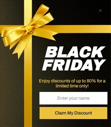 Black Friday Deals Popup Template for Email Signups