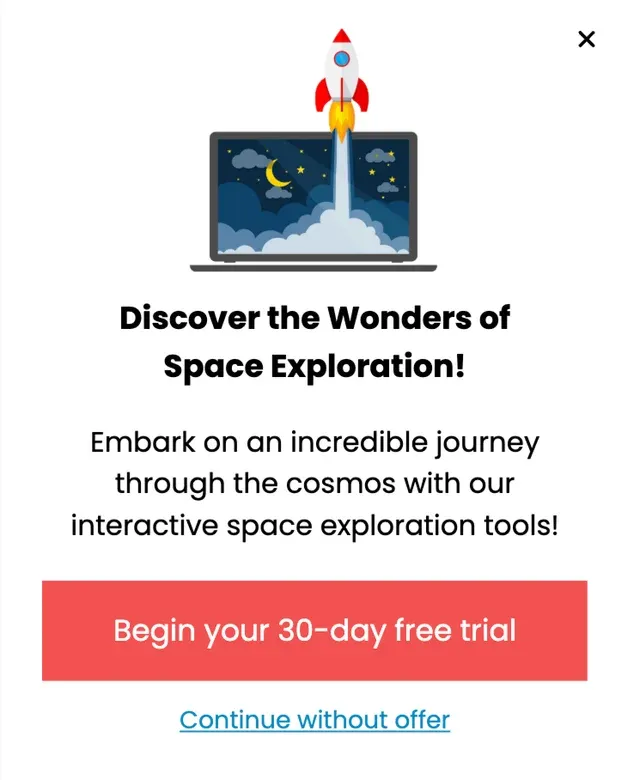 Space Exploration Free Trial Popup Template: Ignite Curiosity with Signups
